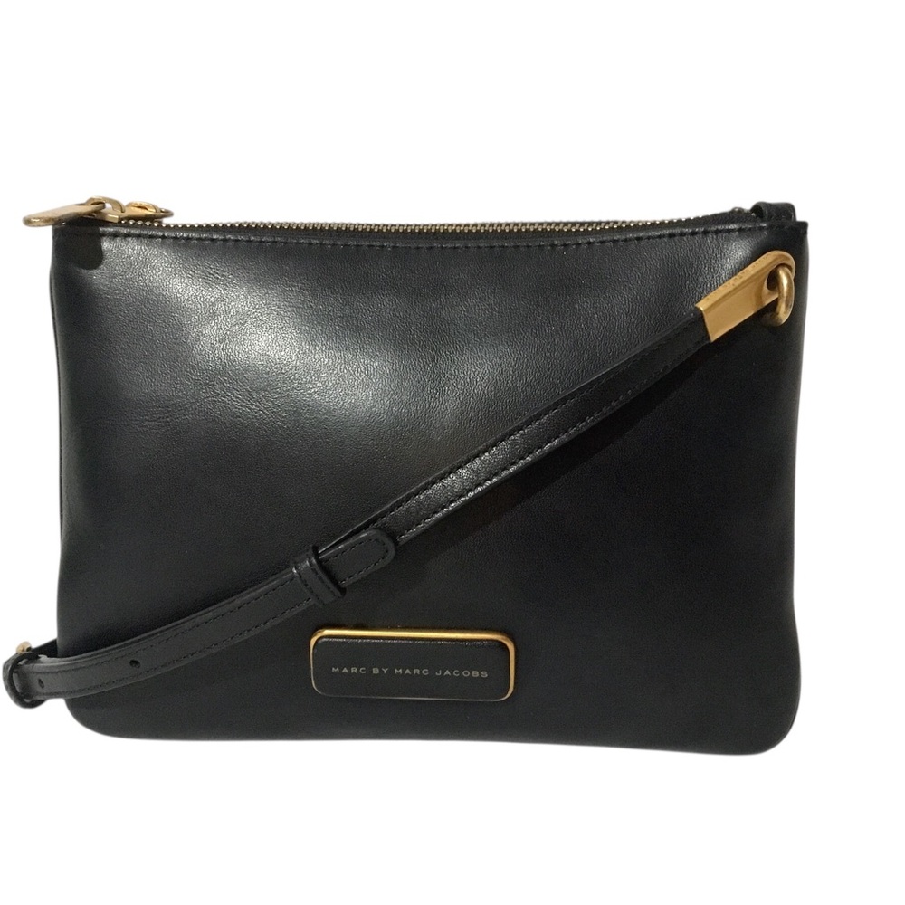 Authentic Marc by Marc Jacobs Black Leather Crossbody with Gold Hardware